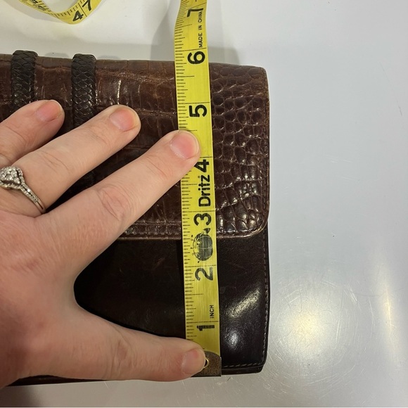 Brighton croc embossed leather clutch brown 8” x 5.75” - Picture 10 of 10